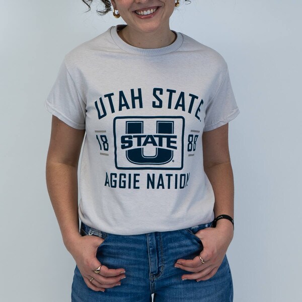 Grey, Aggie Nation, U-State, 1888, Short-Sleeve, T-Shirt